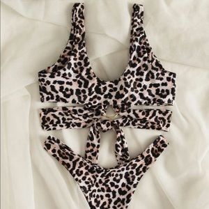 Leopard wrap bathing suit